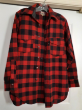 Vtg Woolrich Buffalo Plaid Shirt Jacket 100% Wool Made In Usa Red Black Sz 14 S - £54.37 GBP