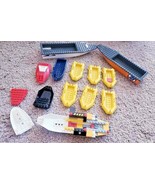 LEGO city BOAT HULL BULK lot Orange yellow COAST GUARD LARGE SHIP w/ DEC... - $122.84 CAD