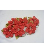 Vintage Handmade Napkin Rings Set of 6 Red w White Dot Beaded Pollen #3 - €16,87 EUR
