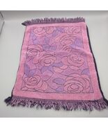Vintage Bath Towel Pink Purple Black Sculpted Fringe Whimsygoth Groovy R... - €8,49 EUR