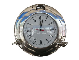 Chrome Decorative Ship Porthole Clock 12&quot;&quot; - £107.92 GBP