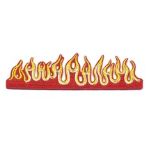 Flame Strip Iron On Patch 4&quot; Fire Biker Rocker Gambler Red Embroidered Applique - £3.16 GBP