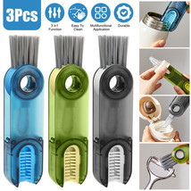 3X 3in1 Tiny Bottle Cup Lid Detail Brush Multi-Functional Crevice Cleaning Tool - £15.12 GBP