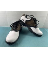 FootJoy Green Joy Golf Shoes Men 9.5 M Saddle Derby White Brown Leather ... - $47.27 CAD