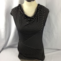 Max Studio Womens Black &amp; White Top Fitted Striped Pullover Size Small - £10.34 GBP