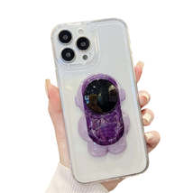 Anymob iPhone Violet 3D Astronaut Holder Phone Case Transparent Silicone Cover - £19.10 GBP
