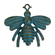 Large Bee Pendant Bumblebee Antiqued Bronze Patina Verdigris Queen Hive 39mm - £2.86 GBP