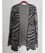 White + Warren Cashmere Animal Print Open Front Cardigan Grey Zebra Swea... - $76.32 CAD
