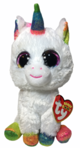 NEW Ty Pixy White Unicorn Beanie Boos Rainbow Sparkle Eyes 6&quot; NWT - £14.43 GBP