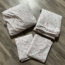 Lauren Ralph Lauren 4pc Full Double Sheet Set Pink And Gray Floral 100% ... - £47.94 GBP