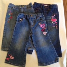 Size 18 mo Carters jeans Healthtex denim Faded Glory pants rodeo 3 pc girls - $17.00