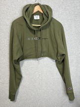 Women&#39;s Cropped Hoodie Champion Classic Fleece Size Small Green - $20.69