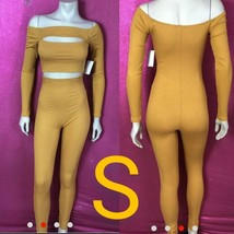 Ribbed Off Shoulder Long Sleeve Jumpsuit~Size S NWOT - £35.05 GBP