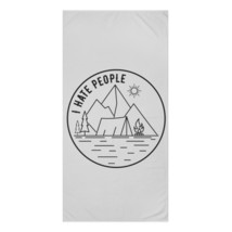 Personalized Black &amp; White Camping Design I Hate People Mink-Cotton Beac... - £36.46 GBP