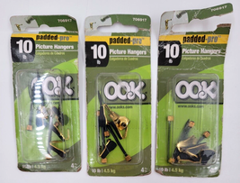 Lot of 3 Hillman Padded Professional Studio Picture Hangers Brass 10-lbs... - $10.00