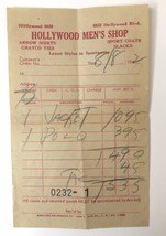 Hollywood Men&#39;s Shop Hollywood Blvd. California 1942 Billhead Order Receipt - $10.00