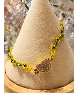 Sunflower Daisy Zircon bracelet minimalist thin  NWOT Magnetic Gold Hear... - $9.80