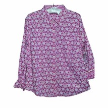Crown &amp; Ivy NEW Womens LARGE Button Up Elephant Shirt Pink - AC - £10.85 GBP