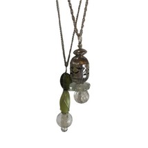 Vintage Glass Bead Pendant Necklace Lot Of 2 Artisan long chain boho handmade - £15.84 GBP