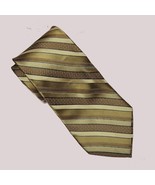Nicole Miller New York Men Dress Silk Tie Gold Brown Stripes 61&quot; long 4&quot;... - £14.52 GBP