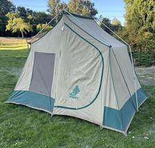 Vintage Sears HILLARY Cabin TENT 8ft x 10ft Canvas Family Camping Camp 8x10 - $277.15