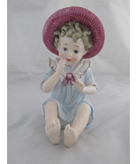 Conta Boehme Styled Bisque Porcelain Girl Wearing Blue Dress Piano Baby - £16.06 GBP