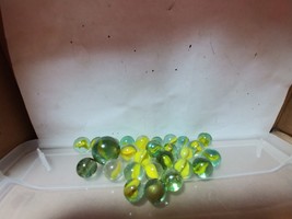 Glass Cat&#39;s Eye Marbles Yellow(1 Shooter &amp; 26 Marbles) - $10.00