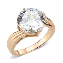 8.35 Carat Round Cut Solitaire Simulated Diamond Rose Gold Plated Statement Ring - £52.10 GBP