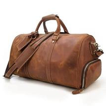 Travel Bag with shoe Pouch Weekend Bag Leather Duffle bag with shoe Compartment - £118.91 GBP+