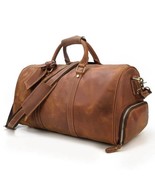 Travel Bag with shoe Pouch Weekend Bag Leather Duffle bag with shoe Comp... - €136,28 EUR+