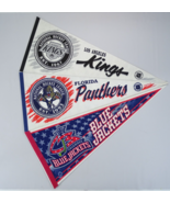 Lot of 3 1990&#39;s NHL Hockey Pennants LA Kings FL Panthers Columbus Blue J... - $23.70