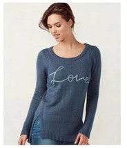 Women&#39;s LC Lauren Conrad Blue Love Sparkle Hi Low Sweater Size XS - £31.69 GBP