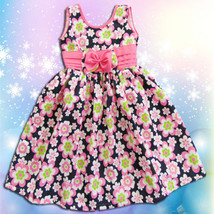 NWT GIRLS KIDS FASHION CUTE FLOWERS PRINCESS PINK FLORAL CHILDREN DRESS ... - £7.81 GBP