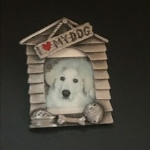 Estate Spoontiques Signed Pewter Dog House I Love My Dog Picture Frame Pin Brooc - £10.49 GBP