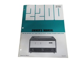 McIntosh MC 2200 Power Amplifier Owner&#39;s Manual - $14.80