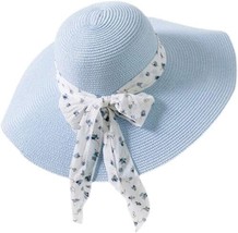 Chiffon Streamers Ladies Straw hat Summer Travel Sunscreen Sun hat Beach... - $16.44