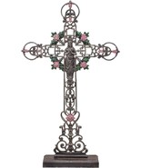 Cross Crucifix Antique Style Iron Decoration Standing Church Altar - £181.29 GBP