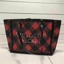 VICTORIA SECRET PLAID TOTE BAG LIMITED EDITION 2021 CARRYALL RED BLACK NWT - £13.15 GBP