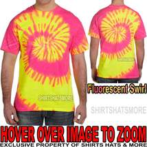 Mens Fluorescent Swirl Tie-Dye T-Shirt 100% Cotton Adult Tye Die Tee S, M, L XL - £8.39 GBP+