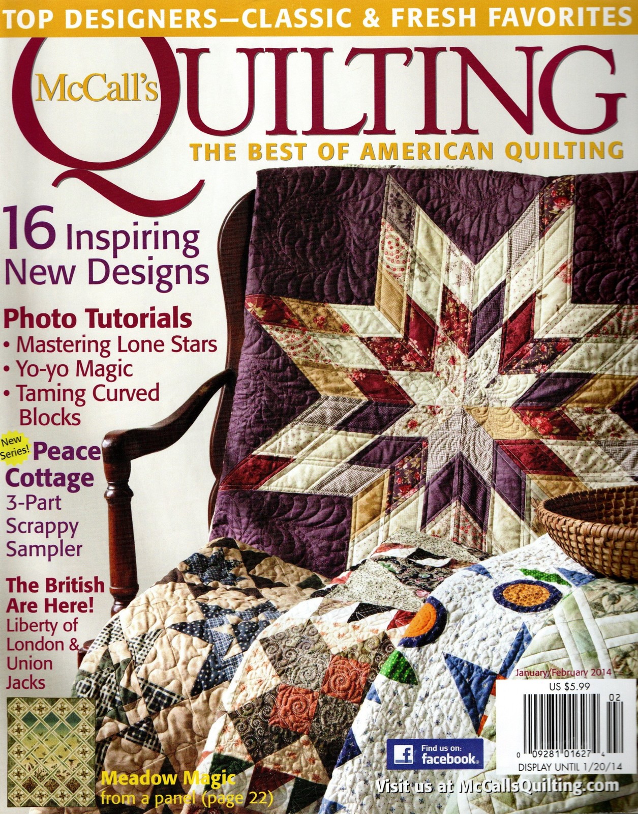 McCall;s Quilting Magazine Top Designers Classic and Fresh Peace Cottage British