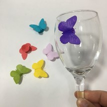 6pc. Butterfly Suction Silicone Glass Markers/Drink Markers/Glass Charms... - $6.99