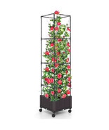 67 Inches Raised Garden Bed with Planter Box and Trellis - Color: Black - $1,918.15 MXN
