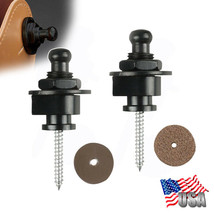 2Pcs Guitar Bass Strap Lock Round Head Straplocks Metal Button + Leather... - $15.99