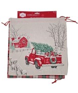 Holiday Time Burlap Red Pick Up Truck And Barn (Set of 2) 11.5&quot; x 11.5&quot; - £8.41 GBP