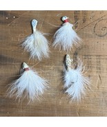 Lot of 4 Vintage White Feather Fishing Lures Jigs - $221.44 MXN