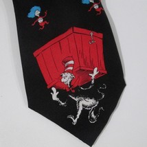 Dr Seuss Cat In The Hat Men Silk Tie Thing 1 Thing 2 Black Necktie - £13.92 GBP