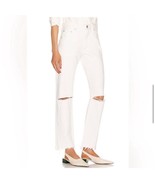 MOUSSY VINTAGE White Wagoner Straight Jeans Distressed Raw Hem Size 26 - $153.84