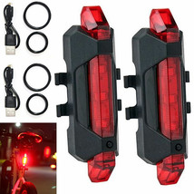 2 Usb Rechargeable Bike Red Tail Light Led Bicycle Rear Cycling Flashlig... - £14.87 GBP