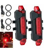 2 Usb Rechargeable Bike Red Tail Light Led Bicycle Rear Cycling Flashlig... - £12.74 GBP