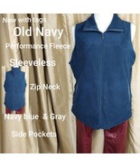 New With Tag Vintage Old Navy Performance Fleece  Navy Blue Sleeveless J... - $39.00